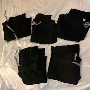 5 pairs FIGS black scrub pants (livingston)